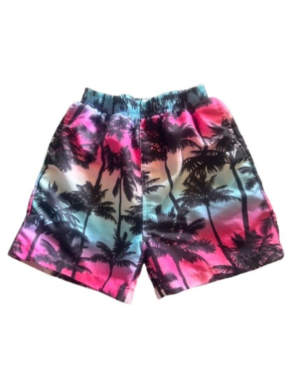 Boys Tropical Palm Print Swim Shorts - Multicolor